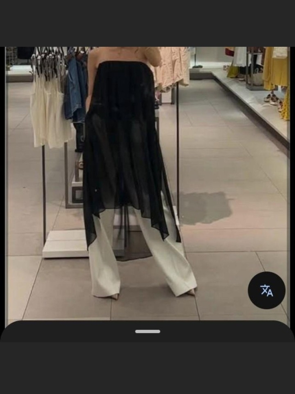 Zara Black Strapless Sheer Overlay Crop Top - Picture 6 of 7